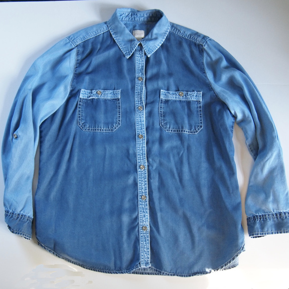 Chico's Tops - Two Toned Denim Colorblock Shirt Chico's L
